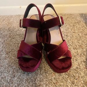 Suede/Velvet Maroon Chunky Heels